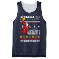 Basketball Ugly Christmas Sweater Xmas Funny Dunking Santa Mesh Reversible Basketball Jersey Tank