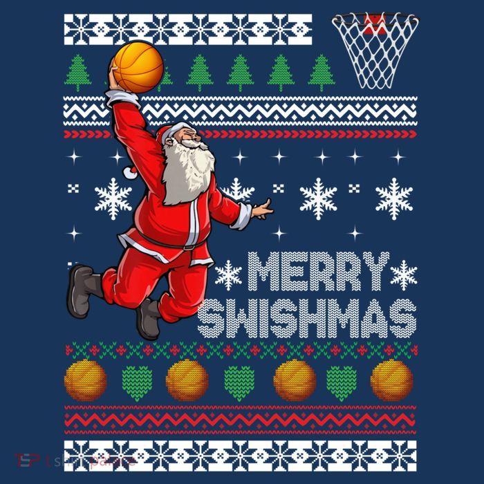 Basketball Ugly Christmas Sweater Xmas Funny Dunking Santa Premium T-Shirt