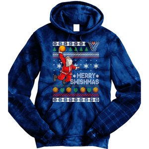 Basketball Ugly Christmas Sweater Xmas Funny Dunking Santa Tie Dye Hoodie