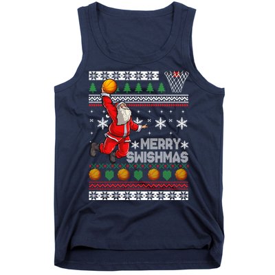 Basketball Ugly Christmas Sweater Xmas Funny Dunking Santa Tank Top