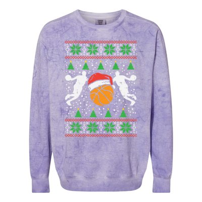 Basketball Ugly Christmas Sweater Sport Coach Player Gift Colorblast Crewneck Sweatshirt