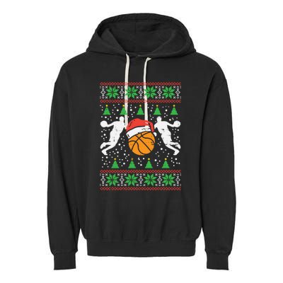 Basketball Ugly Christmas Sweater Sport Coach Player Gift Garment-Dyed Fleece Hoodie