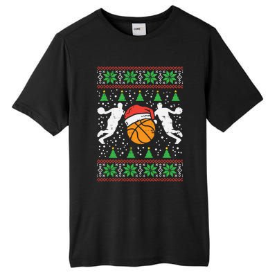 Basketball Ugly Christmas Sweater Sport Coach Player Gift Tall Fusion ChromaSoft Performance T-Shirt