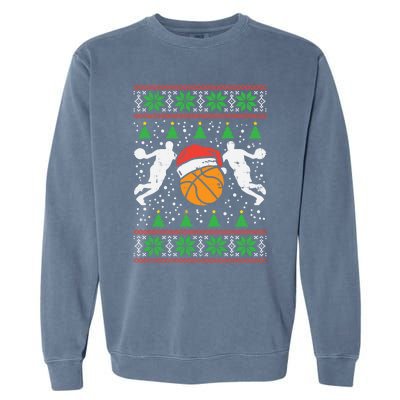 Basketball Ugly Christmas Sweater Sport Coach Player Gift Garment-Dyed Sweatshirt