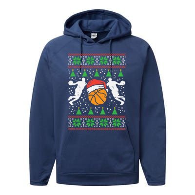 Basketball Ugly Christmas Sweater Sport Coach Player Gift Performance Fleece Hoodie