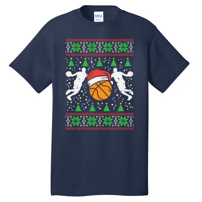 Basketball Ugly Christmas Sweater Sport Coach Player Gift Tall T-Shirt