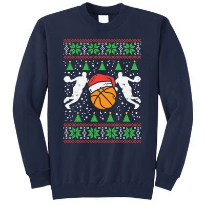 Basketball Ugly Christmas Sweater Sport Coach Player Gift Tall Sweatshirt