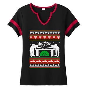 Billiards Ugly Christmas Ladies Halftime Notch Neck Tee