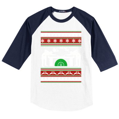 Billiards Ugly Christmas Baseball Sleeve Shirt