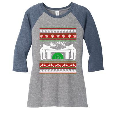 Billiards Ugly Christmas Women's Tri-Blend 3/4-Sleeve Raglan Shirt