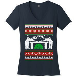 Billiards Ugly Christmas Women's V-Neck T-Shirt