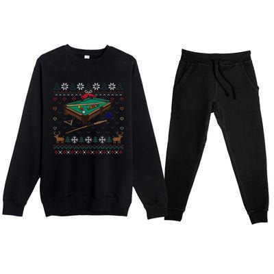 Billiards Ugly Christmas Sweater Ball Sports Player Gift Premium Crewneck Sweatsuit Set