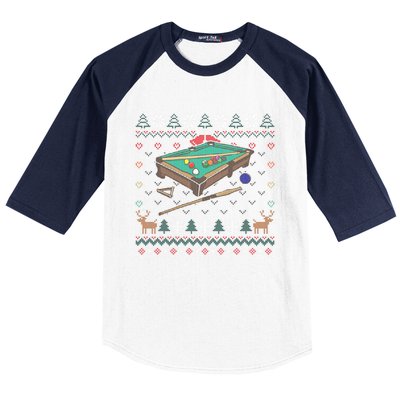 Billiards Ugly Christmas Sweater Ball Sports Player Gift Baseball Sleeve Shirt