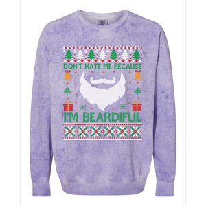 Best Ugly Christmas With Beard Gift Colorblast Crewneck Sweatshirt