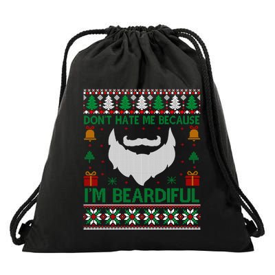 Best Ugly Christmas With Beard Gift Drawstring Bag