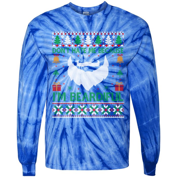 Best Ugly Christmas With Beard Gift Tie-Dye Long Sleeve Shirt