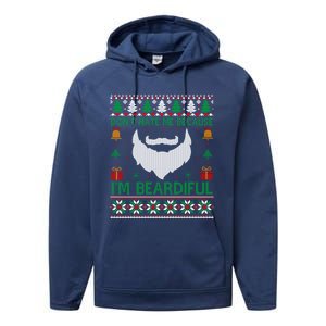 Best Ugly Christmas With Beard Gift Performance Fleece Hoodie