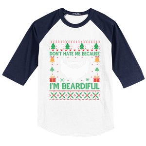 Best Ugly Christmas With Beard Gift Baseball Sleeve Shirt