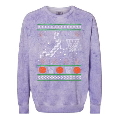 Basketball Ugly Christmas Colorblast Crewneck Sweatshirt