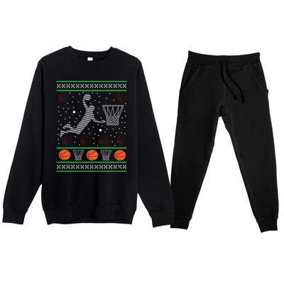 Basketball Ugly Christmas Premium Crewneck Sweatsuit Set