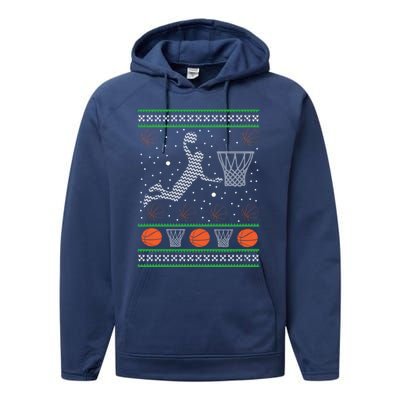 Basketball Ugly Christmas Performance Fleece Hoodie