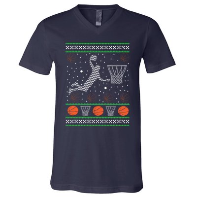 Basketball Ugly Christmas V-Neck T-Shirt