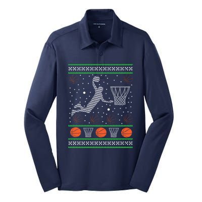 Basketball Ugly Christmas Silk Touch Performance Long Sleeve Polo