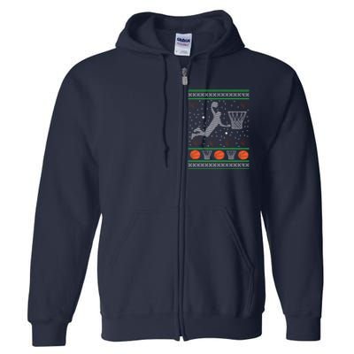 Basketball Ugly Christmas Full Zip Hoodie