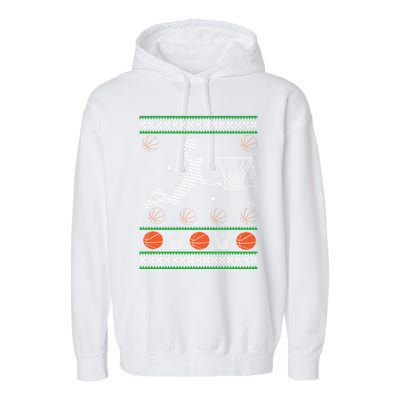 Basketball Ugly Christmas Garment-Dyed Fleece Hoodie