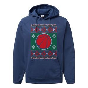 Basketball Ugly Christmas Sweater Performance Fleece Hoodie