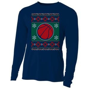 Basketball Ugly Christmas Sweater Cooling Performance Long Sleeve Crew