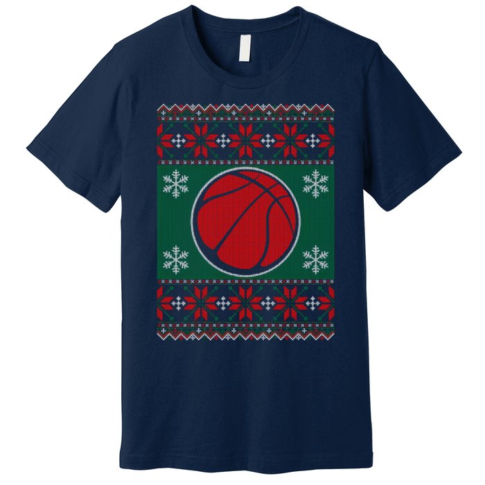 Basketball Ugly Christmas Sweater Premium T-Shirt