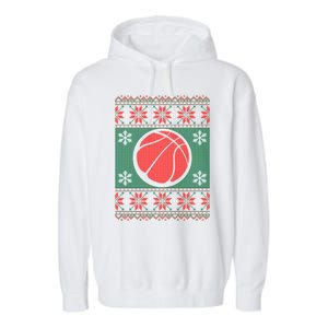 Basketball Ugly Christmas Sweater Garment-Dyed Fleece Hoodie