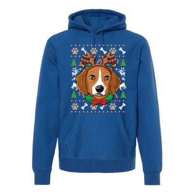 Beagle Ugly Christmas Reindeer Antlers Xmas Girls Gift Premium Hoodie