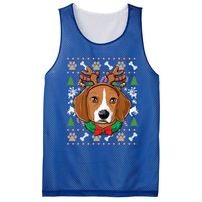 Beagle Ugly Christmas Reindeer Antlers Xmas Girls Gift Mesh Reversible Basketball Jersey Tank