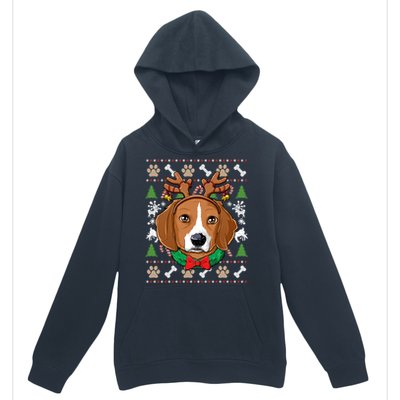 Beagle Ugly Christmas Reindeer Antlers Xmas Girls Gift Urban Pullover Hoodie