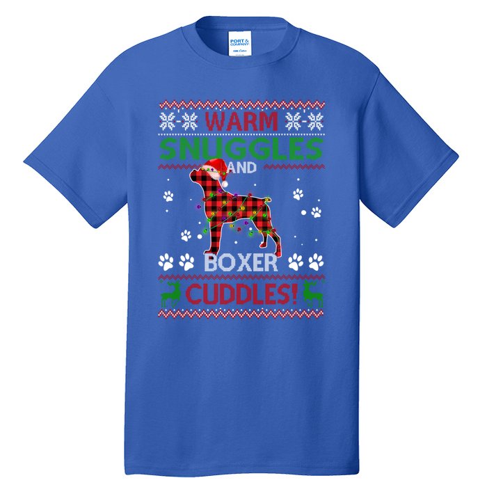 Boxer Ugly Christmas Sweater Christmas Pajama Dog Lover Gift Tall T-Shirt