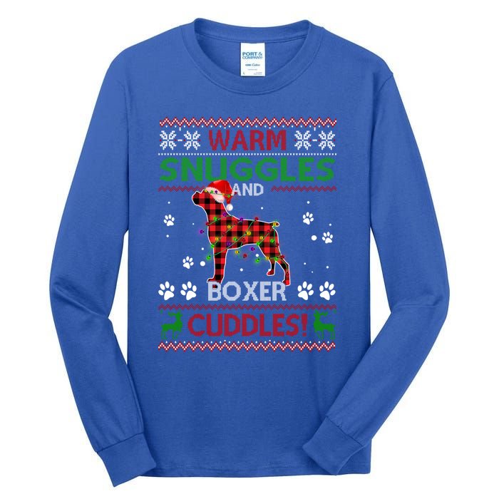 Boxer Ugly Christmas Sweater Christmas Pajama Dog Lover Gift Tall Long Sleeve T-Shirt