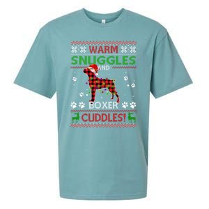 Boxer Ugly Christmas Sweater Christmas Pajama Dog Lover Gift Sueded Cloud Jersey T-Shirt