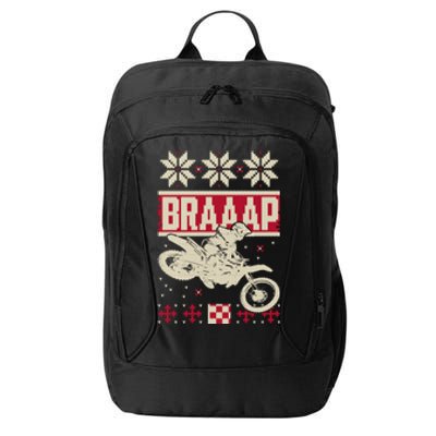 Braaap Ugly Christmas Funny Motocross Dirt Bike Gift City Backpack