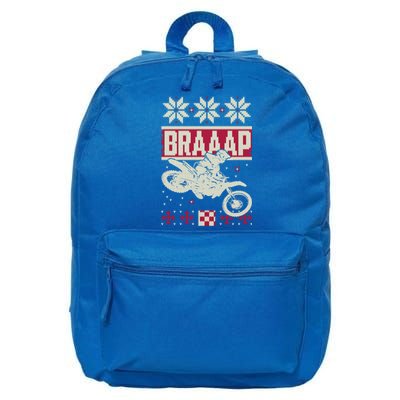 Braaap Ugly Christmas Funny Motocross Dirt Bike Gift 16 in Basic Backpack