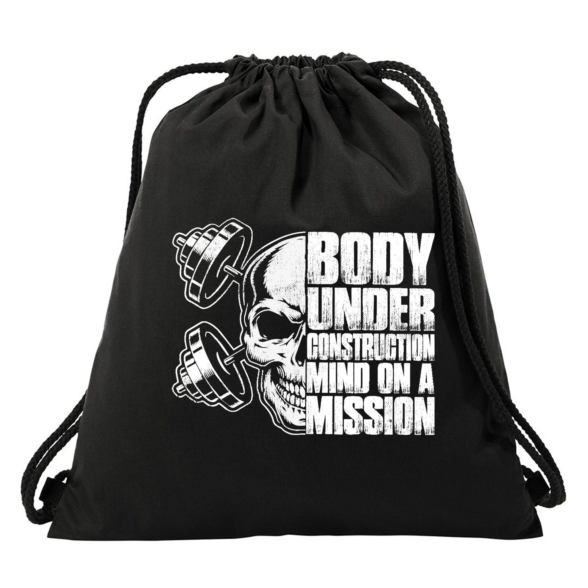 Body Under Construction Mind On A Mission Fitness Lovers Drawstring Bag