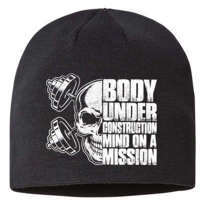 Body Under Construction Mind On A Mission Fitness Lovers Sustainable Beanie