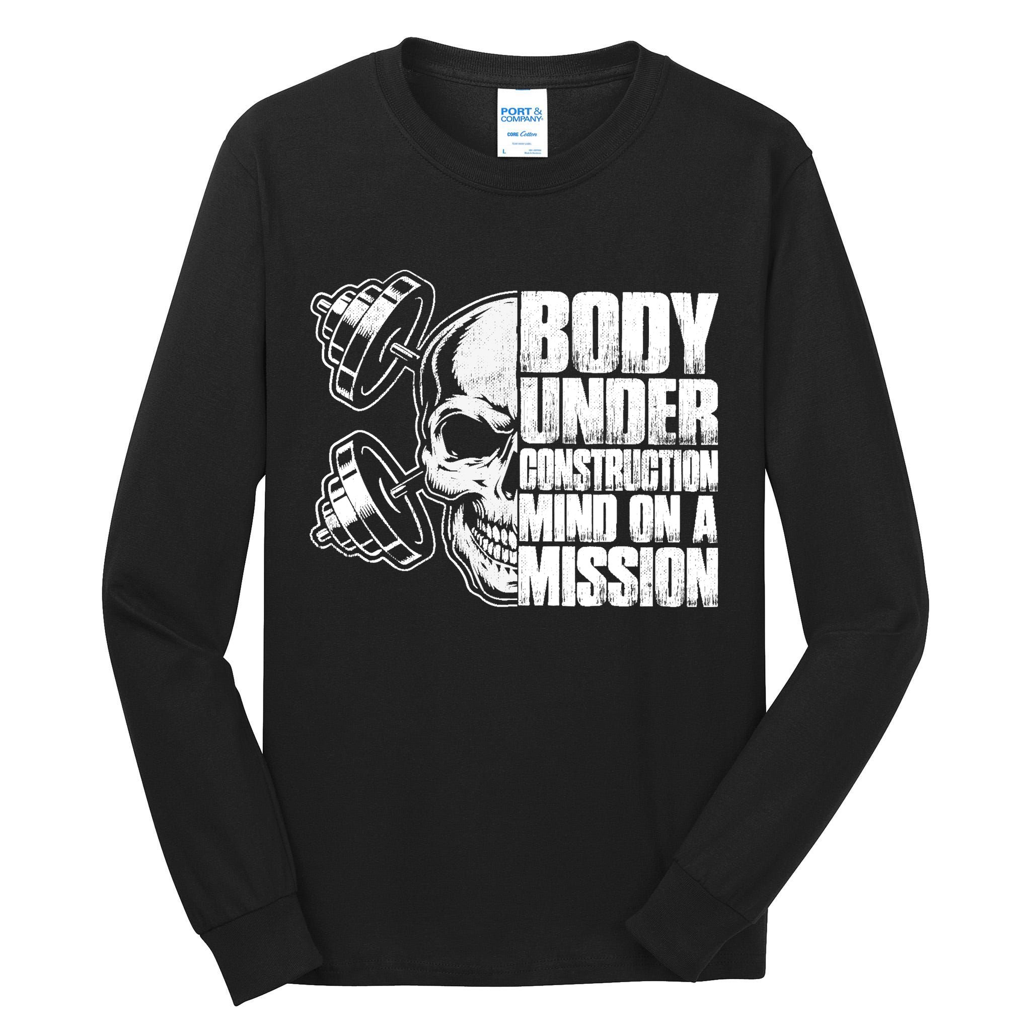 Body Under Construction Mind On A Mission Fitness Lovers Tall Long Sleeve T-Shirt