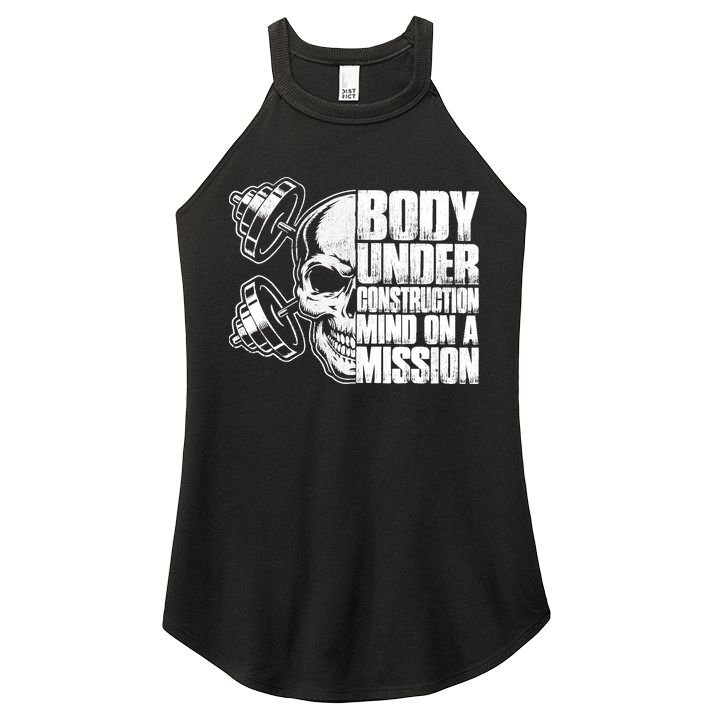 Body Under Construction Mind On A Mission Fitness Lovers Women's Perfect Tri Rocker Tank