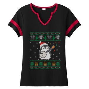 Banjo Ugly Christmas Sweater Penguin Xmas Family Matching Cute Gift Ladies Halftime Notch Neck Tee