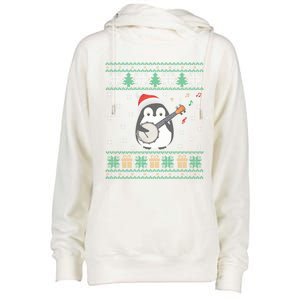 Banjo Ugly Christmas Sweater Penguin Xmas Family Matching Cute Gift Womens Funnel Neck Pullover Hood