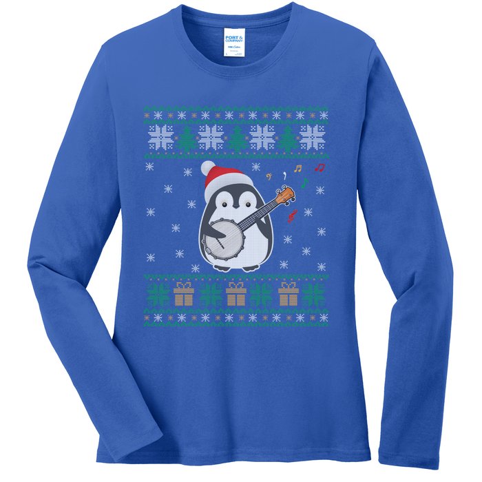 Banjo Ugly Christmas Sweater Penguin Xmas Family Matching Cute Gift Ladies Long Sleeve Shirt