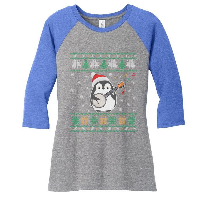 Banjo Ugly Christmas Sweater Penguin Xmas Family Matching Cute Gift Women's Tri-Blend 3/4-Sleeve Raglan Shirt