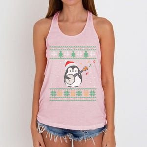 Banjo Ugly Christmas Sweater Penguin Xmas Family Matching Cute Gift Women's Knotted Racerback Tank